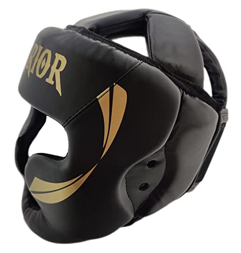 Casco de boxeo con parazigomas mma muay thai kick boxing casco sparring protección total boxeo karate boxing head guard (Small, Negro)