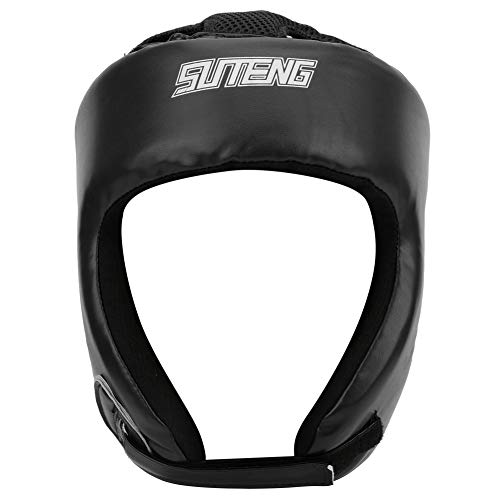 Casco de boxeo de piel sintética ajustable, protector de cabeza Sanda Kickboxing