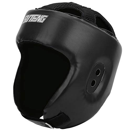 Casco de boxeo de piel sintética ajustable, protector de cabeza Sanda Kickboxing