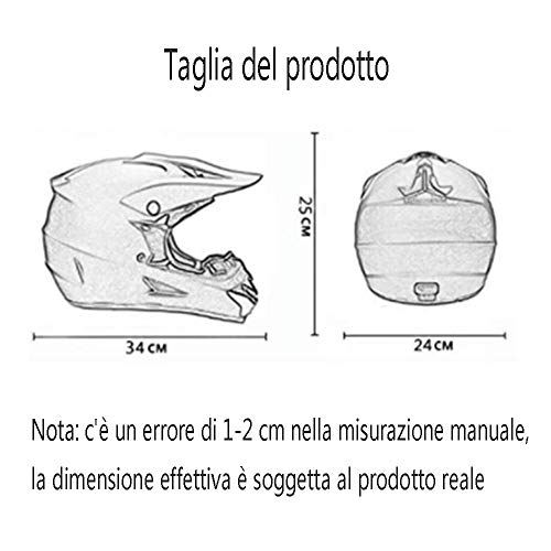 casco de motocicleta para niños, casco cruzado de motocicleta para niños (gafas, guantes, máscara, guantes) Casco de motocross con gafas protectoras adecuado para hombres y mujeres jóvenes o niños (L)