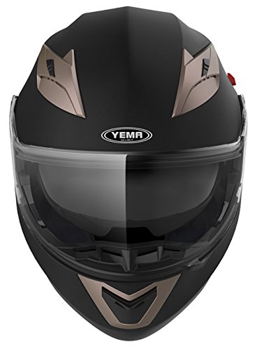 Casco Moto Modular ECE Homologado - YEMA YM-925 Casco de Moto Integral Scooter para Mujer Hombre Adultos con Doble Visera-Negro Mate-M