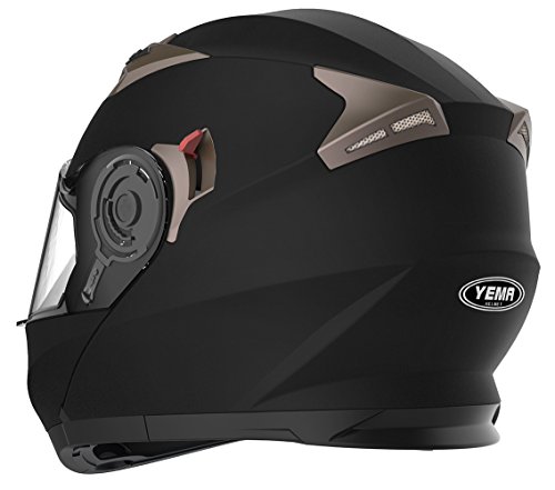 Casco Moto Modular ECE Homologado - YEMA YM-925 Casco de Moto Integral Scooter para Mujer Hombre Adultos con Doble Visera-Negro Mate-M