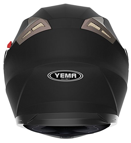 Casco Moto Modular ECE Homologado - YEMA YM-925 Casco de Moto Integral Scooter para Mujer Hombre Adultos con Doble Visera-Negro Mate-S