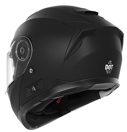 Casco Moto Modular ECE Homologado - YEMA YM-926 Casco de Moto Integral Scooter para Mujer Hombre Adultos con Doble Visera-Negro Mate-XL