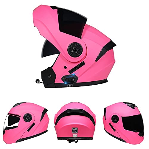 Casco Moto Modulares con Bluetooth,Casco Moto Modular ECE Homologado,Doble Visera Casco Moto Abatible,Unisex para Motocicleta Scooter 55~62CM