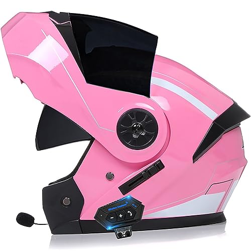 Casco Moto Modulares con Bluetooth,Casco Moto Modular ECE Homologado,Doble Visera Casco Moto Abatible,Unisex para Motocicleta Scooter 55~62CM