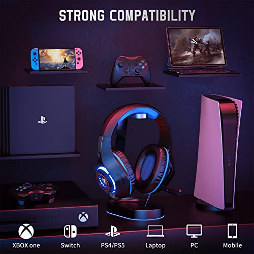 Cascos Gaming, Auriculares Con Graves Envolventes 3D, Micrófono Reducción De Ruido Y Almohadillas De Proteína, Para PS4 PS5 Xbox PC Laptop