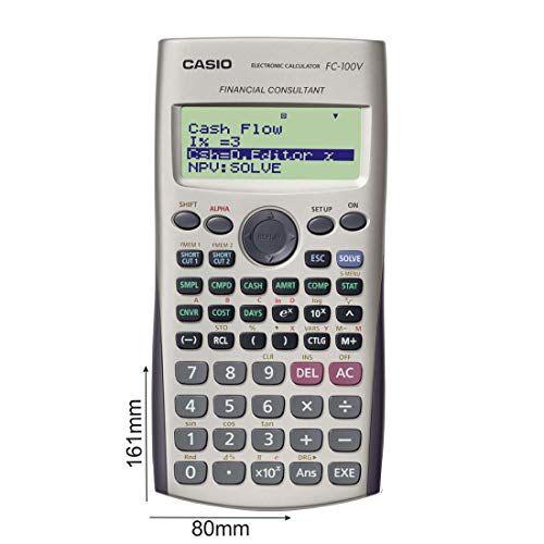 Casio FC-100V Bolsillo - Calculadora (Bolsillo, Calculadora financiera, 4 líneas, Flash, Batería, Gris)