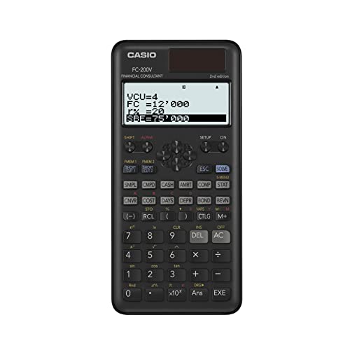 Casio FC-200V-2 Calculadora Financiera, 16,2 x 7,7 x 1,1, Negro