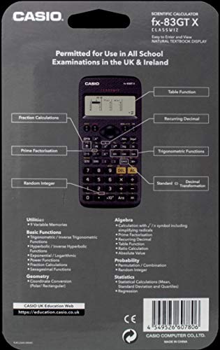 Casio fx-83GTX Calculadora científica, Color Negro, Color Negro