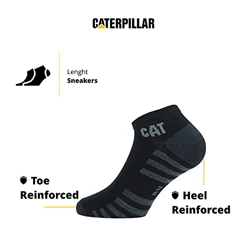 Caterpillar - 6 Pares Calcetines Hasta el Tobillo - para Cualquier Uso - Puntera y Talón Reforzados - Algodón (Negro, 39-42)