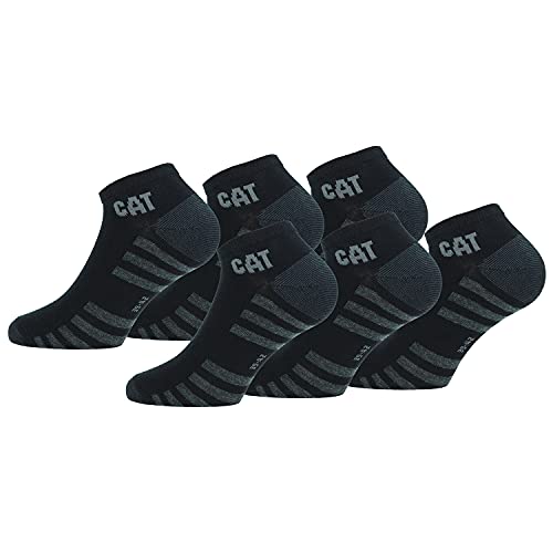 Caterpillar - 6 Pares Calcetines Hasta el Tobillo - para Cualquier Uso - Puntera y Talón Reforzados - Algodón (Negro, 39-42)