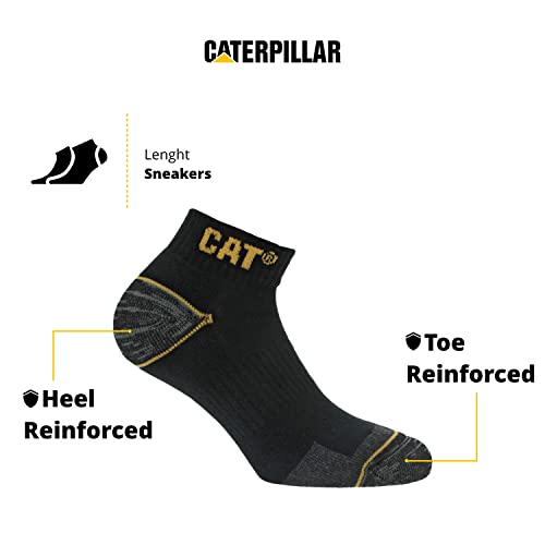 Caterpillar - Calcetines de trabajo de Algodón para hombres, reforzados en el talón y la punta, (Negro, 47-50), 6 Pares