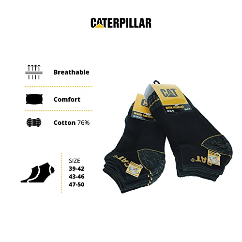 Caterpillar - Calcetines de trabajo de Algodón para hombres, reforzados en el talón y la punta, (Negro, 47-50), 6 Pares