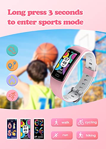 CatShin Reloj Inteligente Niño Pulsera Actividad Inteligente con Monitor de Presión Arterial, Pulsómetro,Monitor de Sueño,mpermeable IP67 Deportivo Smartwatch Podómetro,Reloj Niño para Android iOS