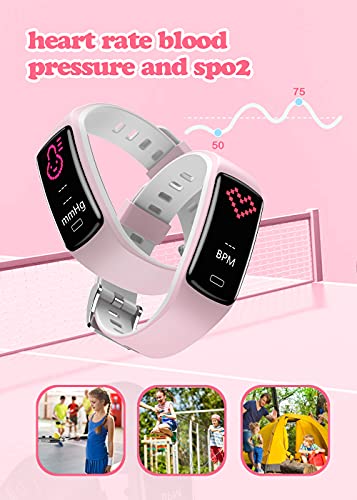 CatShin Reloj Inteligente Niño Pulsera Actividad Inteligente con Monitor de Presión Arterial, Pulsómetro,Monitor de Sueño,mpermeable IP67 Deportivo Smartwatch Podómetro,Reloj Niño para Android iOS