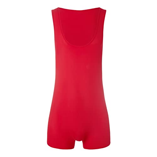 Caxndycing Mono deportivo para hombre de lucha libre sin mangas, para levantamiento de pesas, ropa interior deportiva, rojo, S