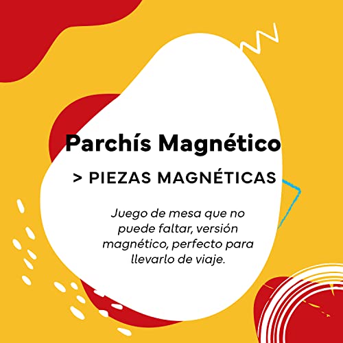 Cayro - Parchís - + 6 Años - Modelo Pequeño Magnético - Juego de Mesa para Niños y Adultos - Ideal para Viaje - con Tablero Plegable - 2 a 4 Jugadores