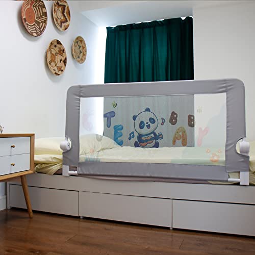 CCLIFE Barandilla de La Cama Plegable con Impresión Guardia de Seguridad para Niños, Barrera de Cama portátil 120/150/180cm