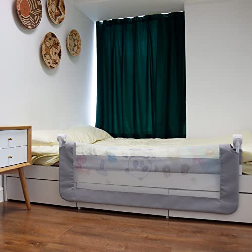 CCLIFE Barandilla de La Cama Plegable con Impresión Guardia de Seguridad para Niños, Barrera de Cama portátil 120/150/180cm