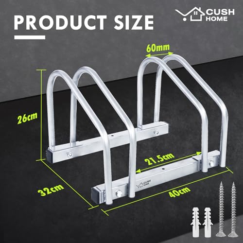 CCLIFE Soporte Bicicletas Suelo Aparcamiento para 2 Bicis con Anchos de Neumáticos de Hasta 55 mm Aparcabicicletas de Hierro 40 x 32 x 26 cm