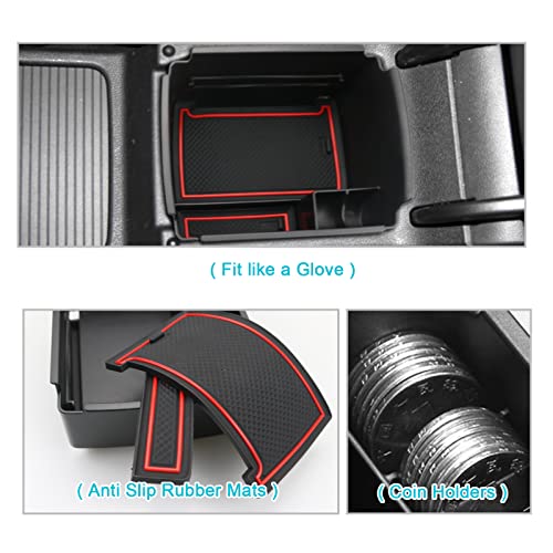 CDEFG para V W Golf 7 7.5 GTI GTE Caja de almacenamiento, Consola Central Apoyabrazos Caja del coche Interior Center Armrest Storage Box, Con Tapete Antideslizante Accesorios Interiores del coche