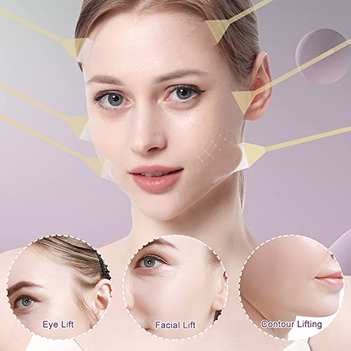 Cdemiy Hilos Tensores Faciales, 20 pcs Face Lift Tape con 4 Cuerdas Finas, Lift Adhesivo Facial Invisible, Banda de Estiramiento Facial en Forma de V para Mujer Maquillaje