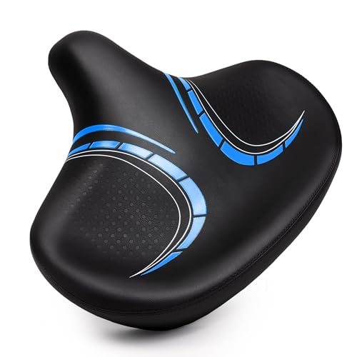 CDYWD Sillin Bicicleta Muy Comodo, Extra Ancho, Acolchado Suave, Transpirable, Asiento Bicicleta Ergonómico, Sillín Bicicleta Compatible con MTB, Bicicleta de Ciudad, Ebike, Bicicleta Estática