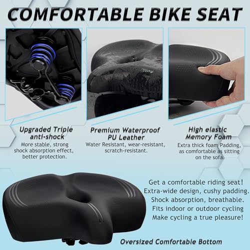 CDYWD Sillin Bicicleta Muy Comodo para Hombres y Mujeres, Sillín Antiprostatico de Concepto Ergonómico, Reemplazable de MTB, Ebike, City Bike, Estatica Asiento Asiento Bicicleta