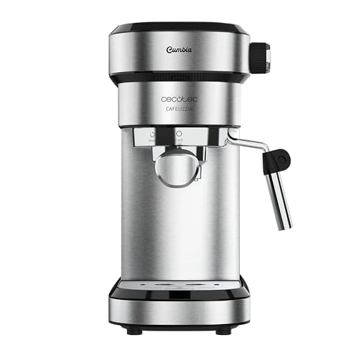 Cecotec Cafetera Express Cafelizzia 790 Steel para Espressos y Cappuccinos. 1350 W, Brazo portafiltros con Doble Salida y Dos filtros, 20 Bares de Presión, Depósito Extraíble de 1,2L, Acero