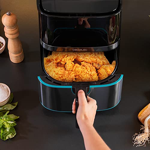 Cecotec Freidora de Aire sin Aceite de 5,5 L Air Fryer Cecofry Full InoxBlack 5500 Pro con Accesorios. 1700 W, Dietética y Digital, Táctil, Acabados en Acero Inox, 8 Modos, Pack de Accesorios