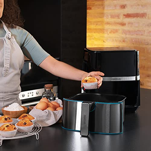 Cecotec Freidora de Aire sin Aceite de 5,5 L Air Fryer Cecofry Full InoxBlack 5500 Pro con Accesorios. 1700 W, Dietética y Digital, Táctil, Acabados en Acero Inox, 8 Modos, Pack de Accesorios