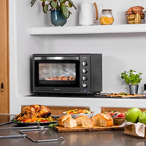 Cecotec Horno Sobremesa de Convección Bake&Toast 6000 Black Gyro. 2000 W, Capacidad 60 L, 12 Funciones Combinables, Incluye Rustidor giratorio, Acero Lacado Negro