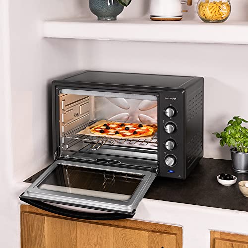 Cecotec Horno Sobremesa de Convección Bake&Toast 6000 Black Gyro. 2000 W, Capacidad 60 L, 12 Funciones Combinables, Incluye Rustidor giratorio, Acero Lacado Negro