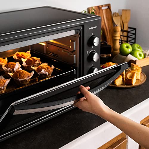 Cecotec Horno Sobremesa de Convección Bake&Toast 6000 Black Gyro. 2000 W, Capacidad 60 L, 12 Funciones Combinables, Incluye Rustidor giratorio, Acero Lacado Negro