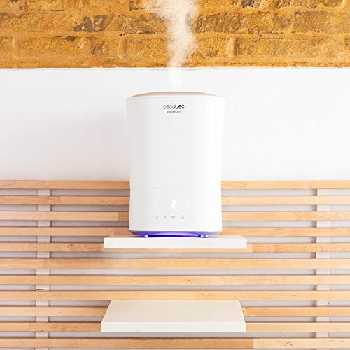 Cecotec Humidificador BreezeCare 3500 Warm. Depósito 5,5 litros, Humidificación 400 ml/h, Filtro cerámico, Cobertura hasta 35 m2, Autonomía hasta 22h, 3 Velocidades, Temporizador