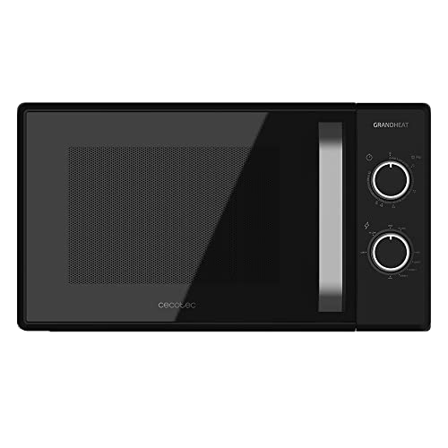 Cecotec Microondas con Grill de 20 Litros Grandheat 3150. 700 W y 1000 W Grill, 6 Niveles, Revestimiento Anti-Dirt iTech y Tecnología 3DWave, Modo Descongelación, Temporizador, Negro