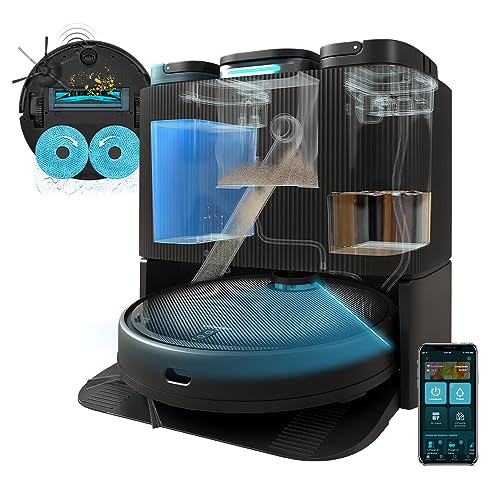 Cecotec Robot Aspirador y Friegasuelos Conga 11090 Spin Revolution Home&Wash con Base de Autovaciado, Autolimpieza y Secado de Fregonas. Navegación Láser Ultrasónica, Motor de Succión 5000 Pa