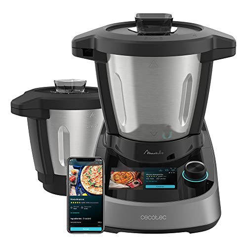 Cecotec Robot de Cocina Multifunción Mambo Touch con Jarra Habana. 1600 W, 37 Funciones, Pantalla Táctil TFT 5" con Recetario Integrado, 3,3 Litros, APP, Báscula y Jarra de Acero Inox + Habana