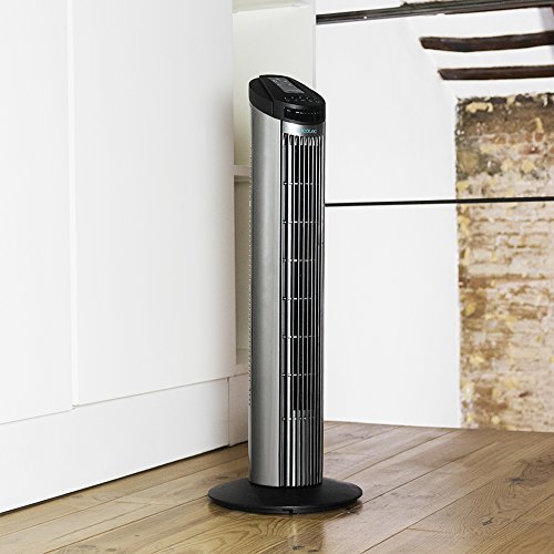 Cecotec Ventilador de Torre Digital con Temporizador y Mando a Distancia EnergySilence 890 Skyline. 50 W, 30'' (76cm) de Altura, Oscilación, Motor de Cobre, 3 Velocidades, 3 Modos, Negro