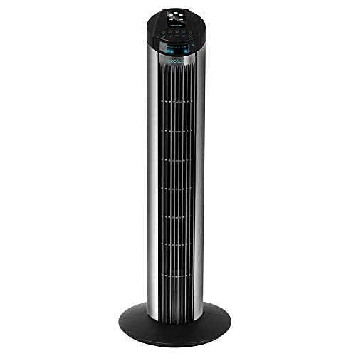 Cecotec Ventilador de Torre Digital con Temporizador y Mando a Distancia EnergySilence 890 Skyline. 50 W, 30'' (76cm) de Altura, Oscilación, Motor de Cobre, 3 Velocidades, 3 Modos, Negro