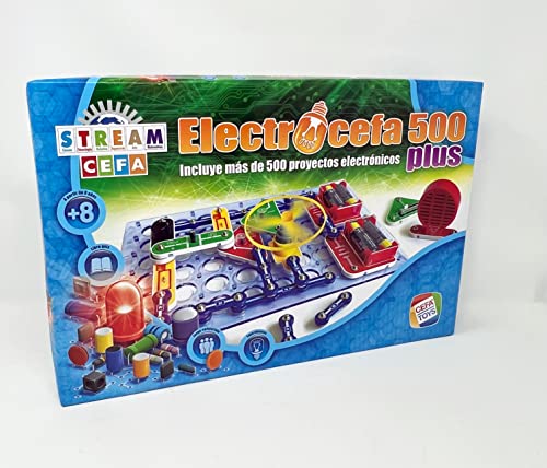 Cefa Toys - Electrocefa 500 Plus, Juego Educativo, Incluye 500 Circuitos y Proyectos de Electricidad, con Sonido, Bombillas y Alarmas, Apto para Niños a Partir de 8 Años