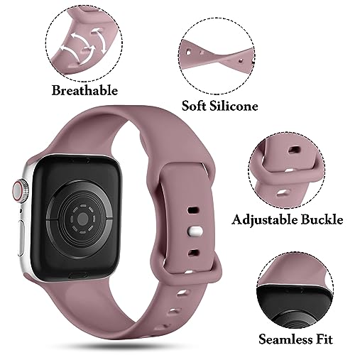 CeMiKa Compatible con Apple Watch Correa 38mm 40mm 41mm 42mm 44mm 45mm 49mm, Deportivas de Silicona Correas de Repuesto para iWatch SE Series 8 7 6 5 4 3 2 1, 38mm/40mm/41mm-S/M, HumoVioleta