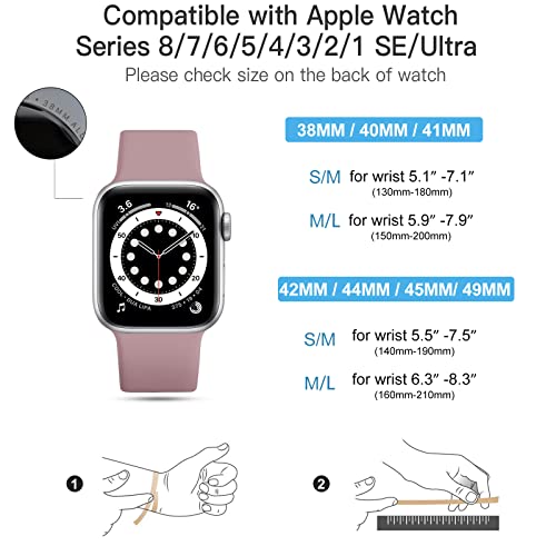 CeMiKa Compatible con Apple Watch Correa 38mm 40mm 41mm 42mm 44mm 45mm 49mm, Deportivas de Silicona Correas de Repuesto para iWatch SE Series 8 7 6 5 4 3 2 1, 38mm/40mm/41mm-S/M, HumoVioleta