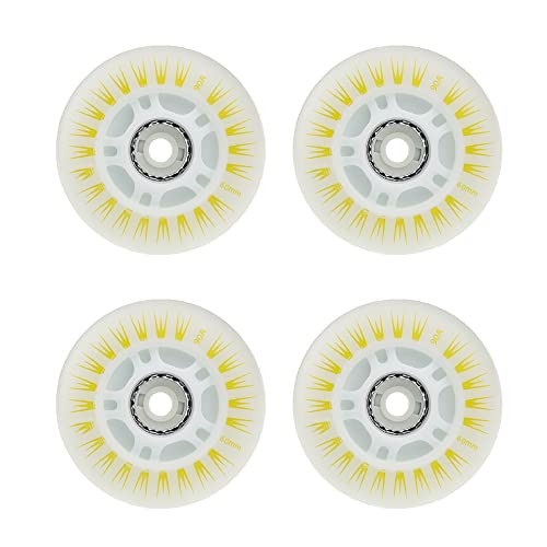 CENPEK 4 ruedas de patines en línea con LED, ruedas brillantes luminosas duraderas para deslizamiento, 60 mm, amarillo