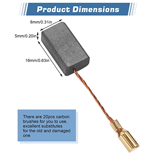 Cepillos de Carbono para Motor Eléctrico, 20 Piezas de Cepillos de Carbono para Motor, Cepillos Carbono Maquina, Cepillos de Carbono para Limpieza de Motores, 5 mm X 8 mm X 16 mm