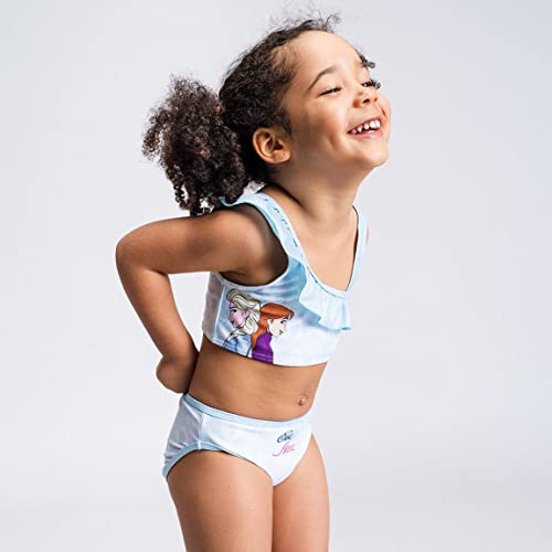 CERDÁ LIFE'S LITTLE MOMENTS Bikinis Infantiles para Niña Fabricados 85% y en Elastano al 15% con Forro 100% Poliéster y Personajes de Frozen 2 | Licencia Oficial-Disney, Azul Claro, 4 años para Niñas