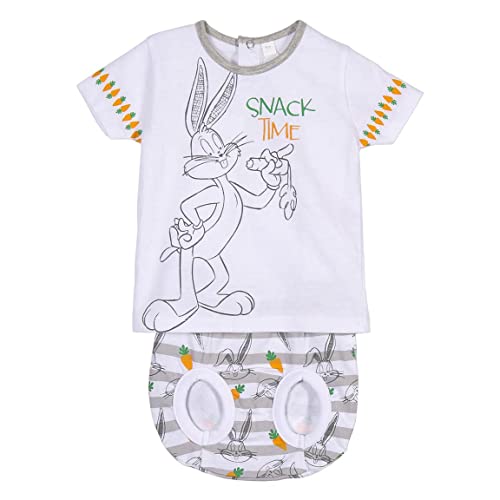 CERDÁ LIFE'S LITTLE MOMENTS - Conjunto Veraniego de 2 Piezas Compuesto por Ranitas Bebe Niño y Camisetas para Bebe de Manga Corta | Fabricado en algodón 100% con los Personajes de Looney Tunes