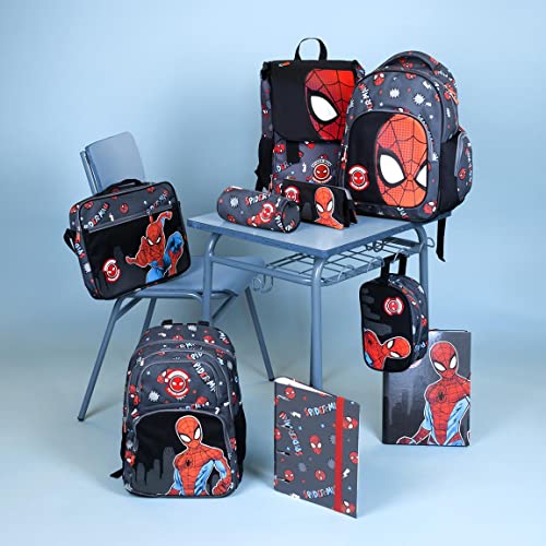 CERDÁ LIFE'S LITTLE MOMENTS, Maletin infantil de Spiderman Con Bolsillo Superior y Lateral, Asa Bandolera Ajustable | Colección escolar estampada-para Niños, Negro, Estándar