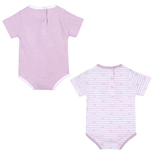 CERDÁ LIFE'S LITTLE MOMENTS Pack de 2 Body Niña de Verano | Ropa de Bebe de Algodón 100% de Minnie Mouse-Licencia Oficial Disney, Rosa, 12 Meses para Bebés